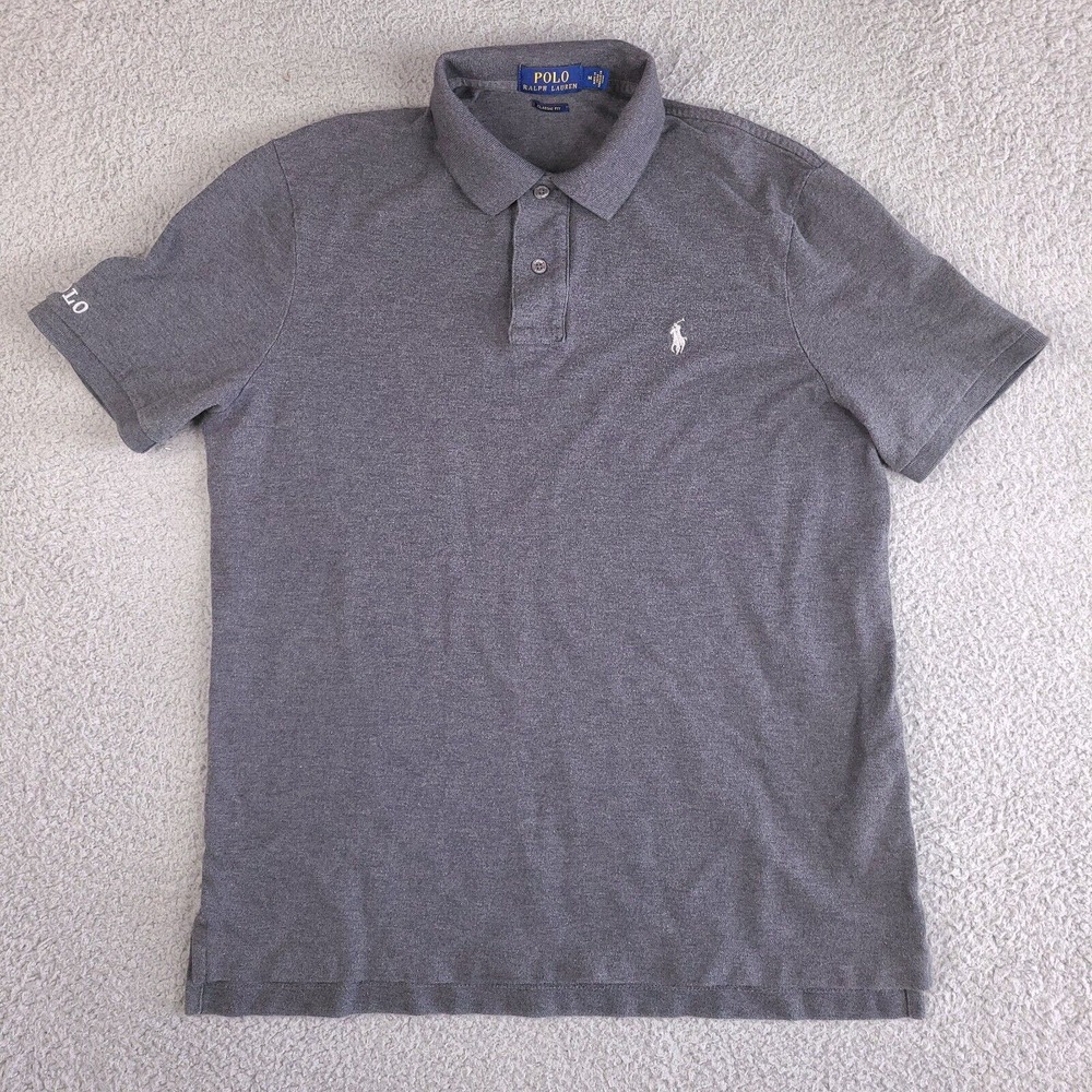 Polo Ralph Lauren Polo Shirt Men's Medium Gray Classic Fit Jockey Rugby Casual